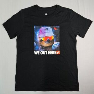 Nike Kids Boys Black Sloth Space We Out Here Graphic T-Shirt Large HQ3228-010
